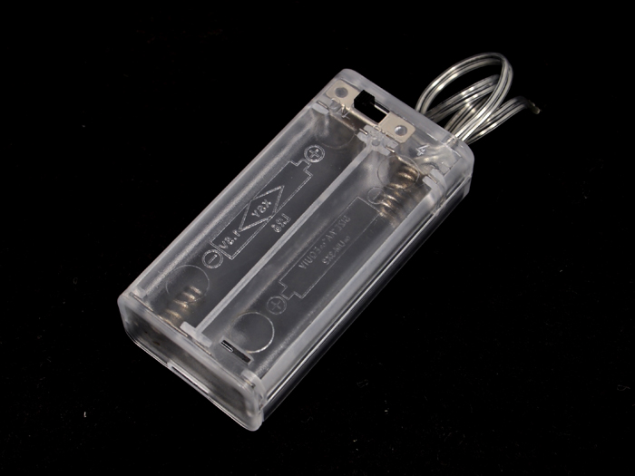 2 x AA Batteriehalter mit Schalter - transparent