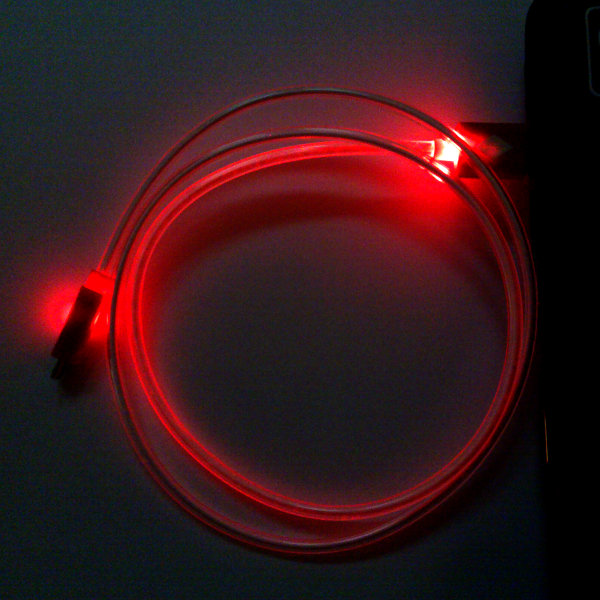 USB Micro-B Kabel 90cm - Rot beleuchtet)