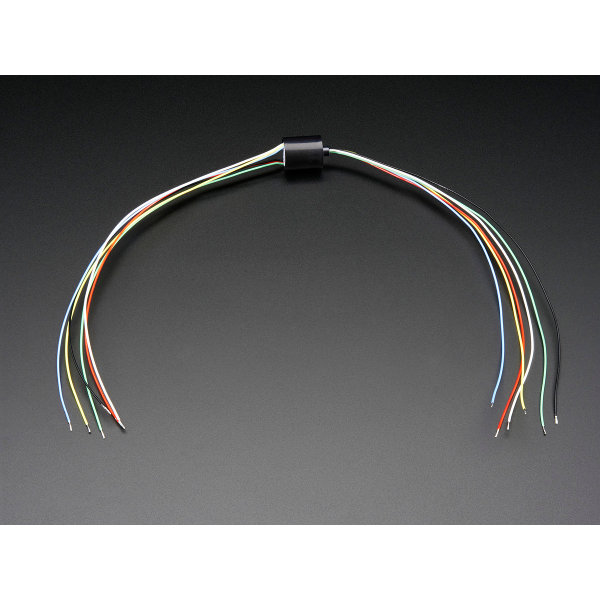 Miniature Slip Ring with Flange - 12mm diameter, 6 wires