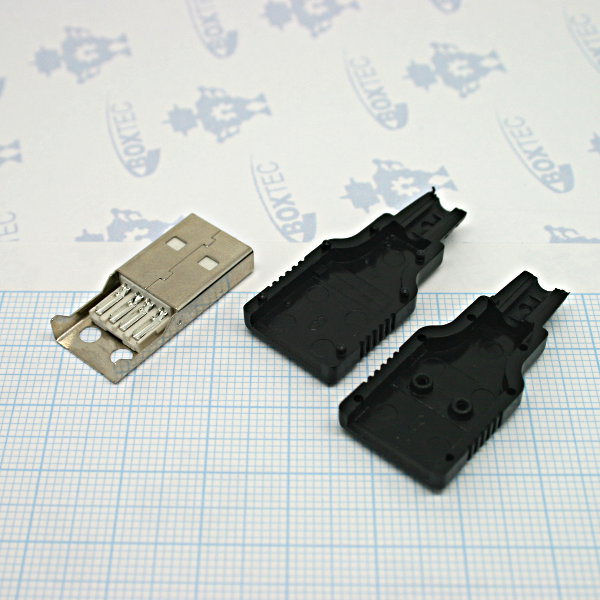 USB Type-A Male Connector for soldering