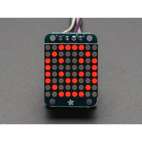 Mini 8x8 LED Matrix mit I2C Backpack - Rot